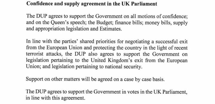 The wording of the Tory-DUP deal