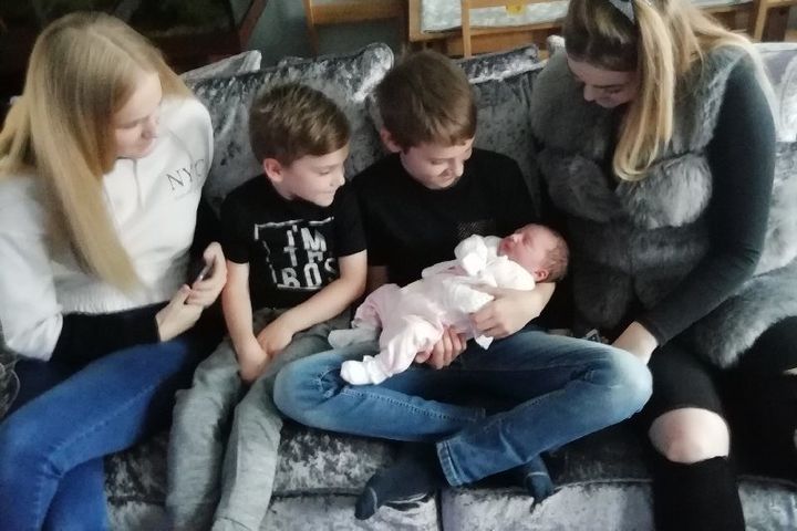 Ben's five children, shortly after their youngest daughter Jessica was born on 4 November. 