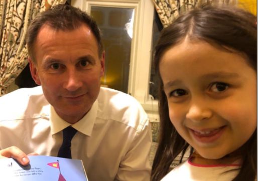 Jeremy Hunt with Nazanin Zaghari-Ratcliffe's daughter Gabriella 