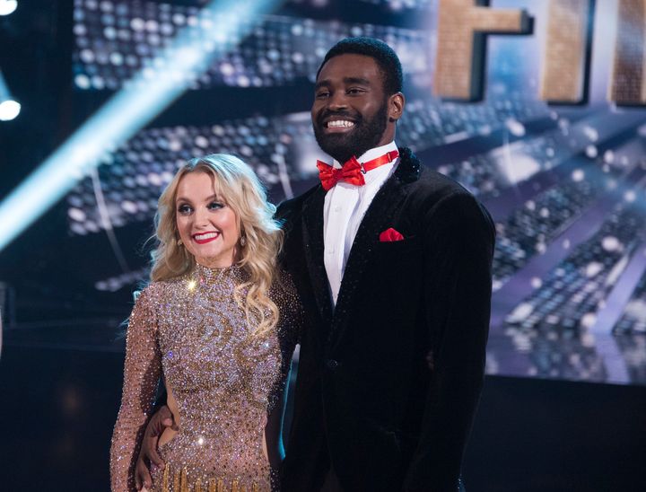 Evanna Lynch and dance partner Keo Motsepe in the "Dancing With the Stars" Season 27 finale. The couple didn't win, though Lynch said she was fueled by the love sent to her in a video message from some of her "Harry Potter" castmates. 