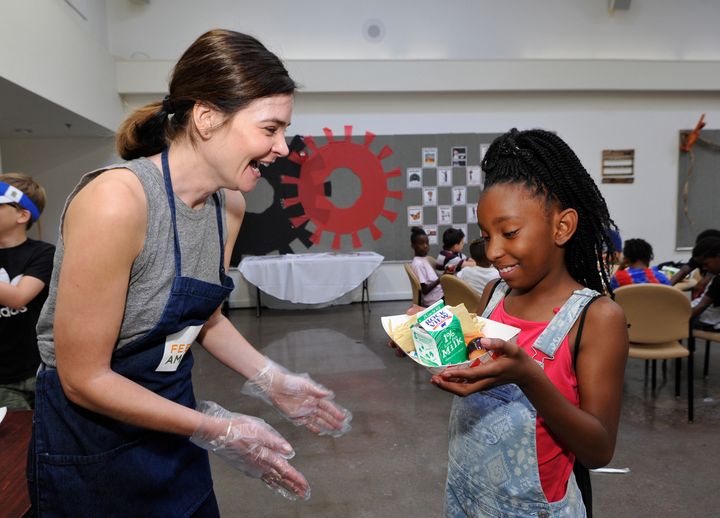 Actress Betsy Brandt volunteers with Feeding America and the Los Angeles Regional Food Bank in California.