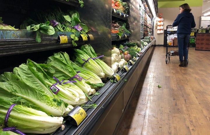 Romaine lettuce at a California grocery store. The Centers for Disease Control and Prevention recommends you throw away any romaine lettuce you have.