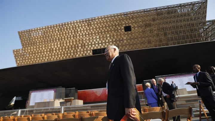 Former Secretary of State Colin Powell arrives for the dedication of the National Museum of African American History and Culture in Washington, D.C., in 2016. 