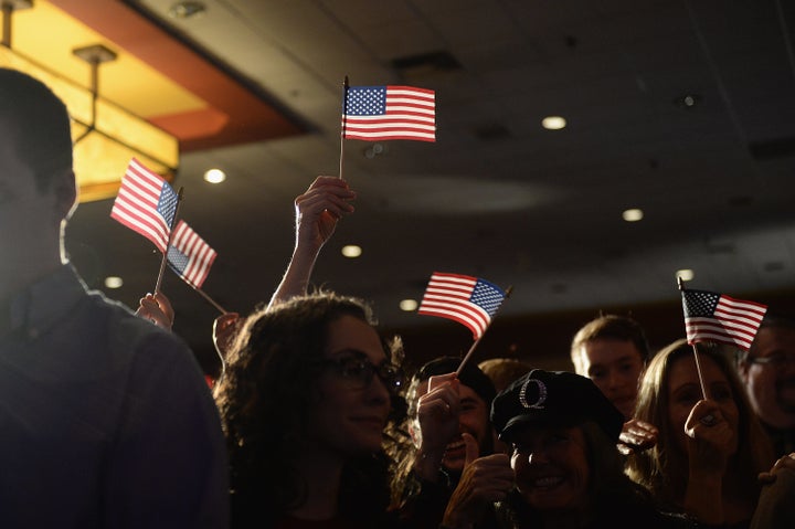 Supporters celebrate Republican Josh Hawley's victory over Sen. Claire McCaskill (D) in Missouri.