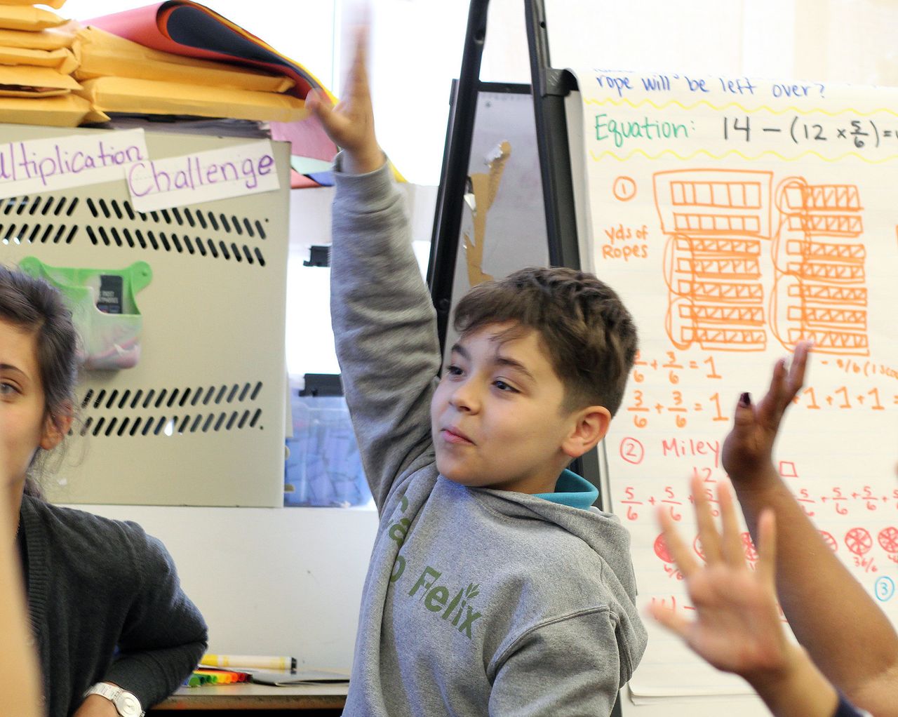 Brandon in his fourth-grade classroom at Mott Haven Academy Charter School. Brandon enrolled in the school as a kindergartner after his mother learned about the program upon signing up for preventive services. 
