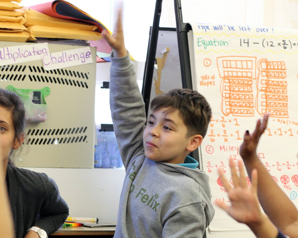 Brandon in his fourth-grade classroom at Mott Haven Academy Charter School. Brandon enrolled in the school as a kindergartner
