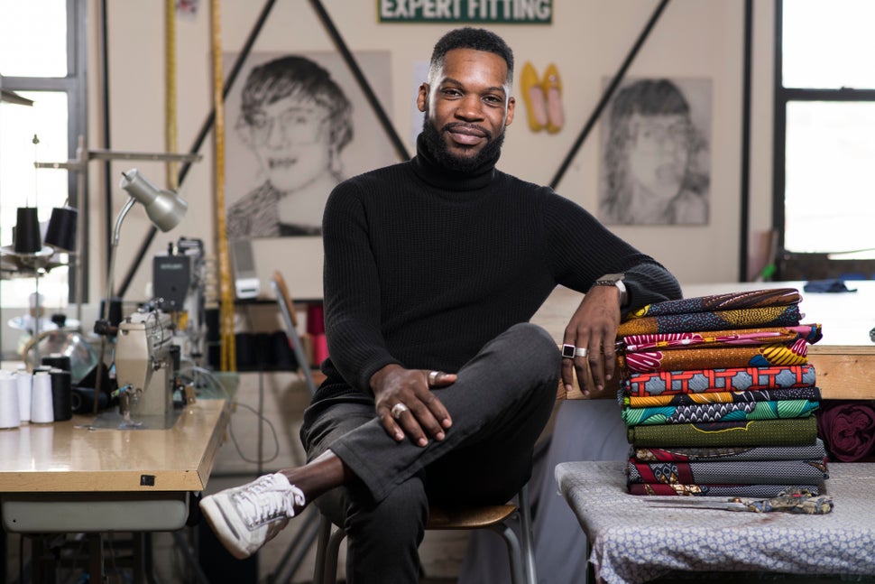 Reuben Reuel in his womenswear studio in the Williamsburg section of Brooklyn.