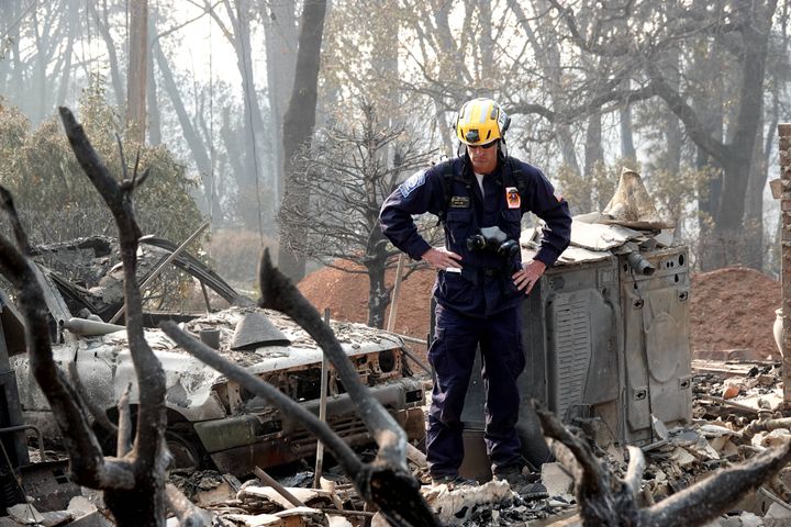 Rescue teams continue to search debris in Paradise, California, in the wake of the Camp fire's devastation.