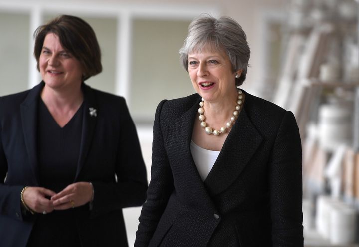 DUP leader Arlene Foster and Theresa May in July