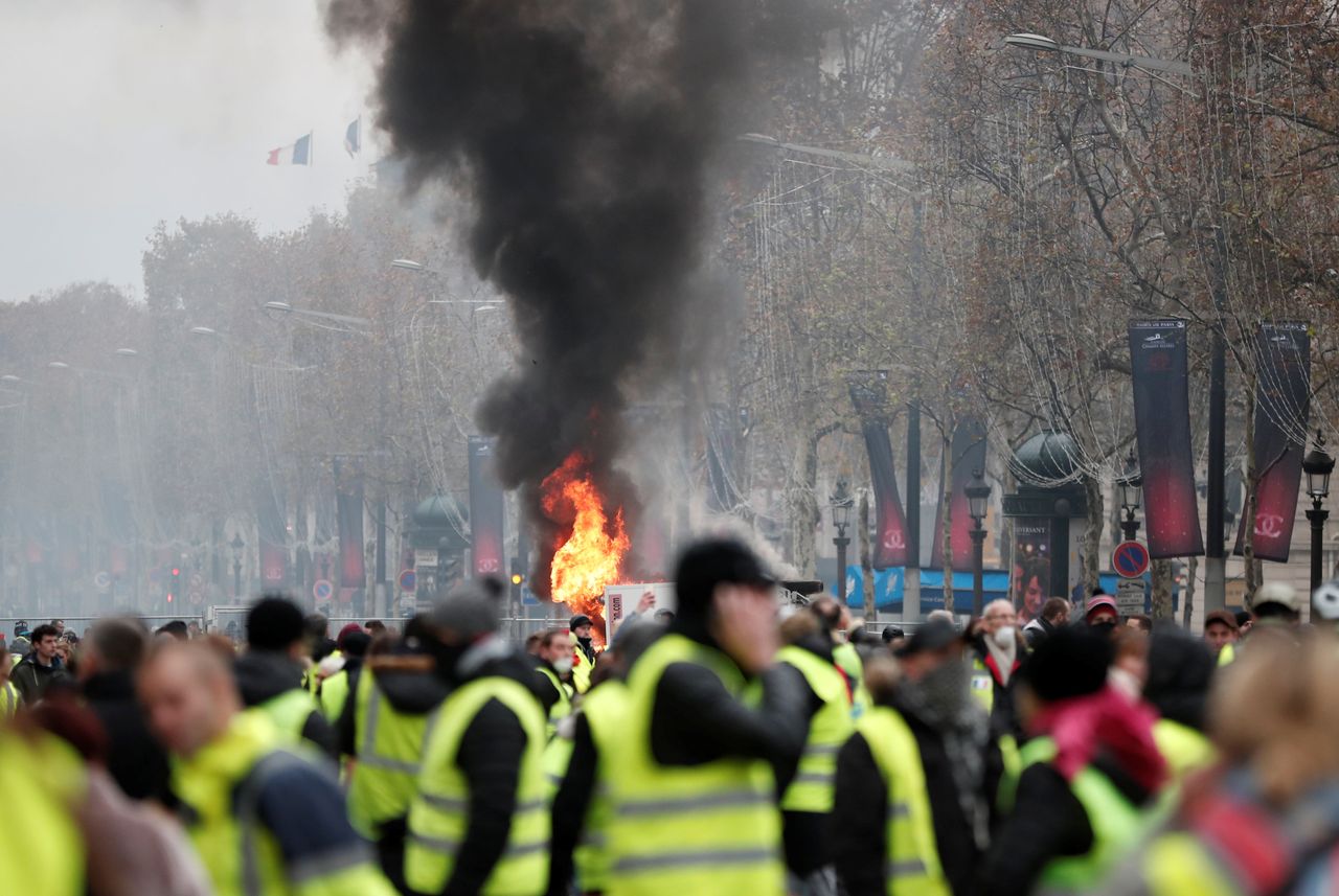 Protestors wore hi-vis vests, which drivers in France are legally required to carry in their vehicles