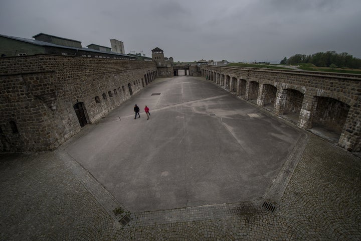 Visitors walk at the site of former Nazi concentration camp Mauthausen, in northern Austria.