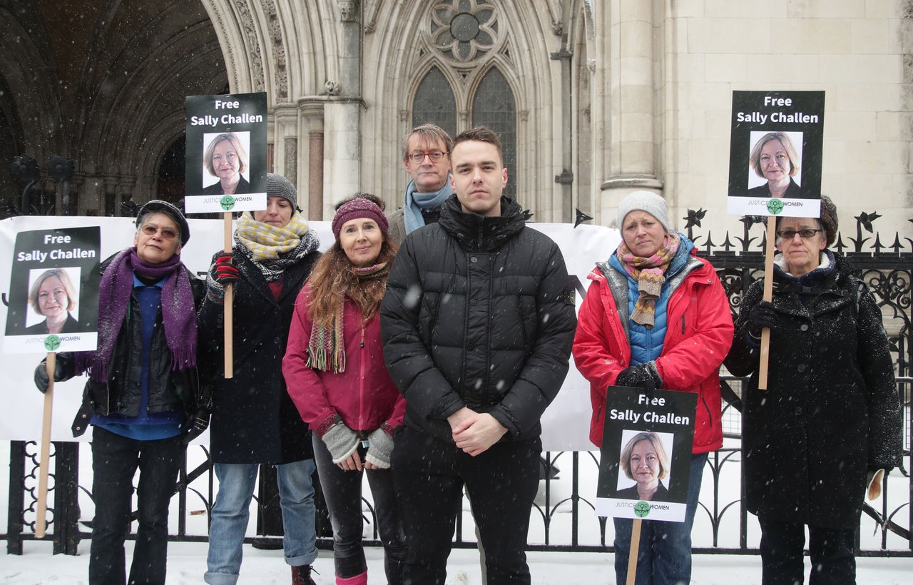 David Challen outside the Court of Appeal with Justice For Women campaigners.