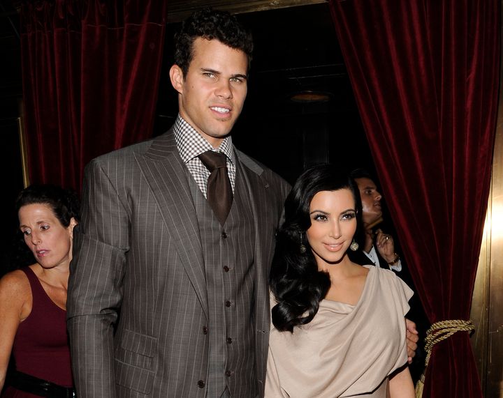 Newlyweds Kim Kardashian and Kris Humphries attending a party thrown in their honor at Capitale in New York on Aug. 31, 2011. 