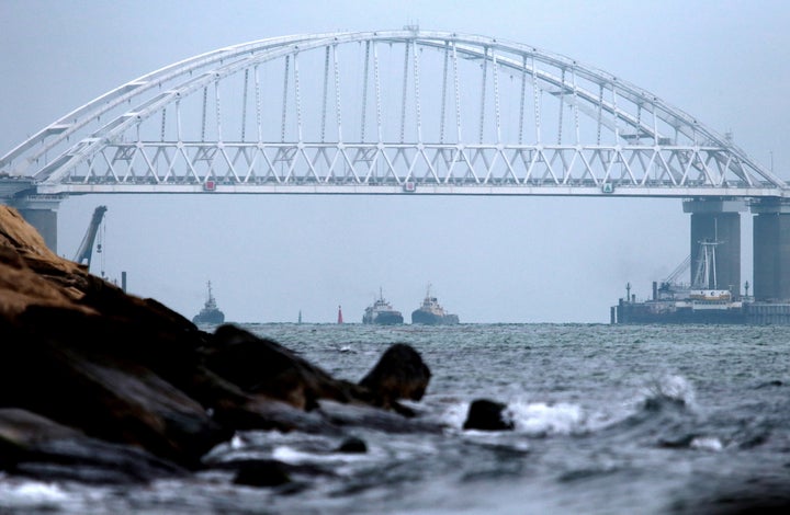 The Kerch Strait, near where Russia seized three Ukrainian military ships this weekend. The strait connects Russia and Crimea.