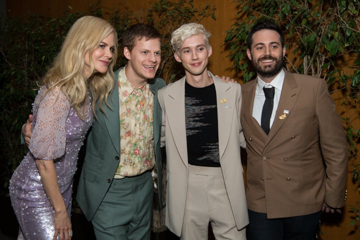 "I’m incredibly ambitious as a writer. I’m not going to do the expected," Conley (right, with "Boy Erased" stars Nicole Kidman, Lucas Hedges and Troye Sivan) said. 