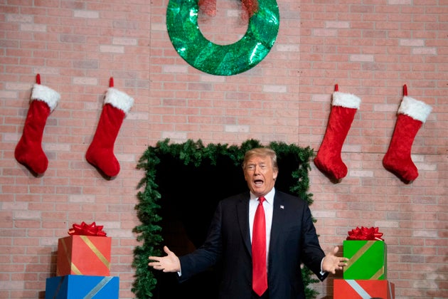 Trump Emerges From A Big Fake Christmas Fireplace And The Jokes