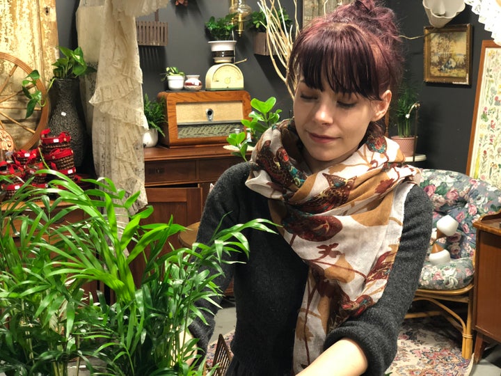 Maria Larsson sells homeware and plants in the mall.