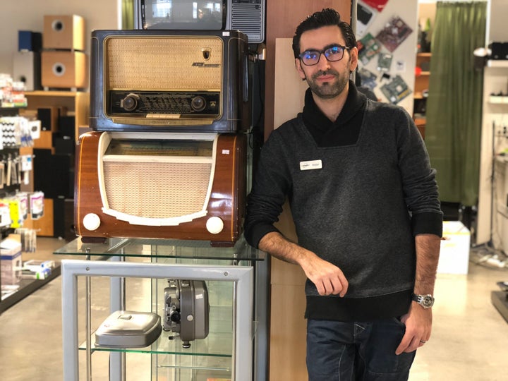 Amjad Al Chamma in his electronics store.