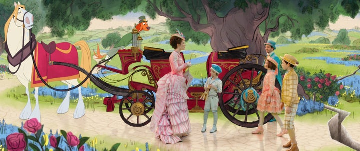 Emily Blunt and the hand-drawn animation in "Mary Poppins Returns."