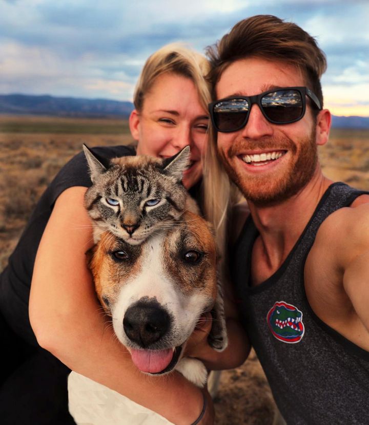 Cynthia Bennett and Andre Sibilsky love to explore the great outdoors with their rescue dog Henry and rescue cat Baloo in tow.