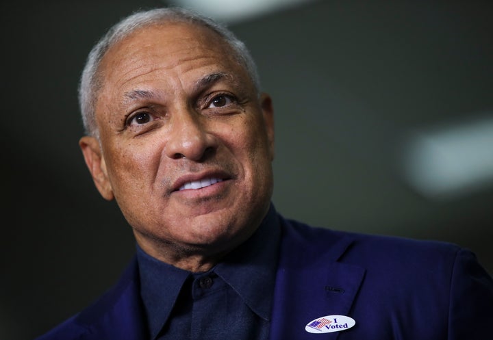 RIDGELAND, MS - NOVEMBER 27: Democratic candidate for U.S. Senate Mike Espy speaks to reporters after voting at a polling pla