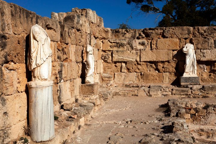 Ancient headless statues, archeological site, ancient city of Salamis, Famagusta, Northern Cyprus, Cyprus
