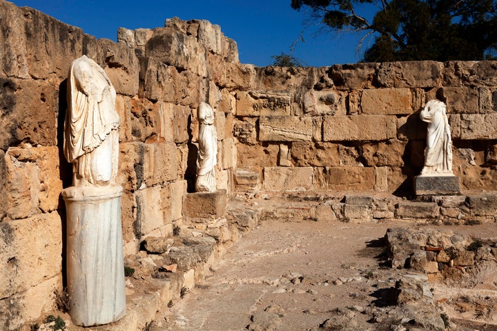 Ancient headless statues, archeological site, ancient city of Salamis, Famagusta, Northern Cyprus, Cyprus