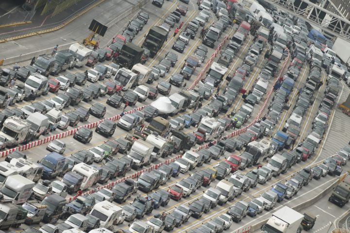Vehicles queuing at Dover.