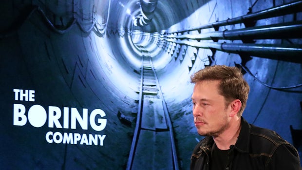 Elon Musk arrives to speak at Boring Company community meeting in Bel Air, Los Angeles, California, U.S. May 17, 2018. REUTERS/Lucy Nicholson