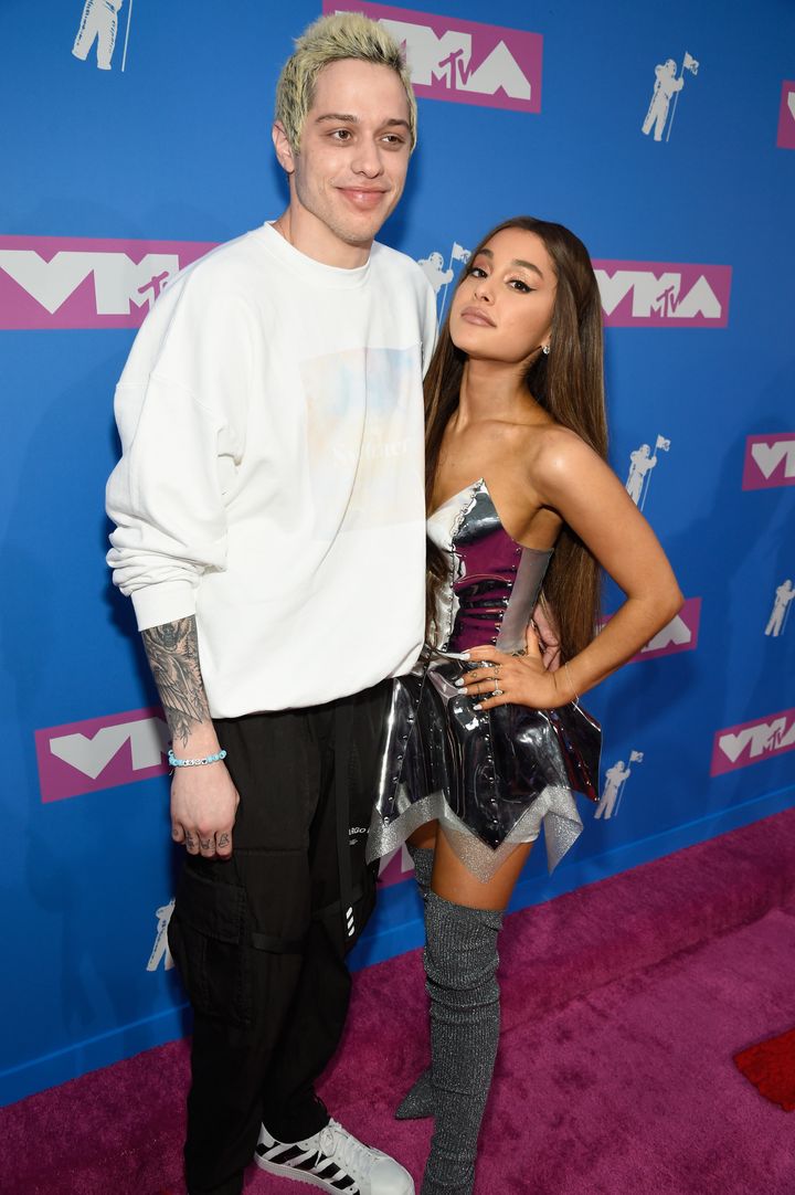 Pete Davidson and Ariana Grande on the VMAs red carpet over the summer