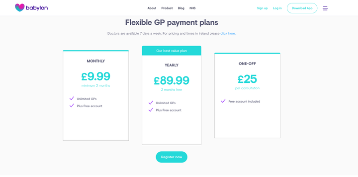 Babylon costs users £9.99 per month 