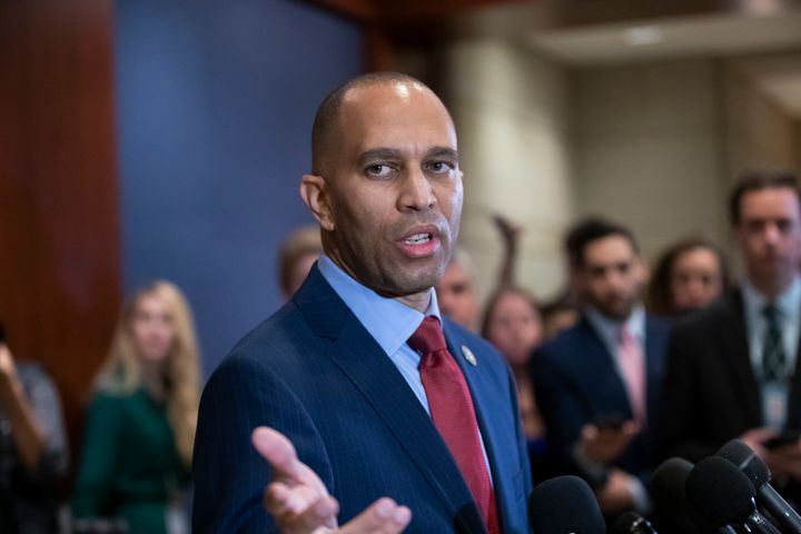Rep. Hakeem Jeffries (D-N.Y.) speaks after defeating Rep. Barbara Lee (D-Calif.) in the contest for House Democratic Caucus chair on Nov. 28, 2018.