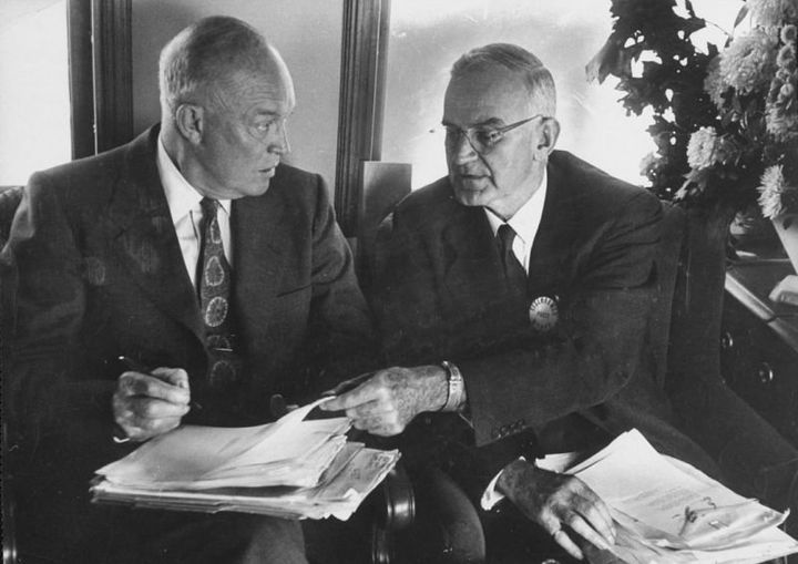 President Truman presents Gen. Dwight Eisenhower with the third