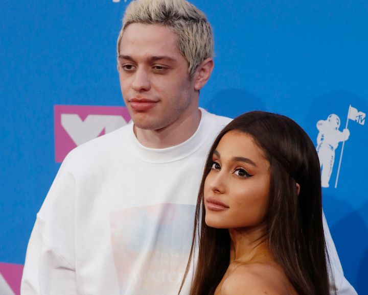 Pete Davidson and Ariana Grande arrive at the 2018 MTV Video Music Awards. 