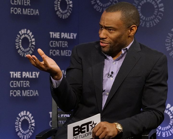 Marc Lamont Hill moderates a panel discussion at the Paley Center for Media in 2016.