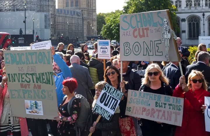 Head teachers march on Parliament to ask for an end to school cuts 