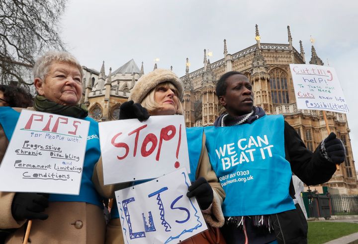 Campaigners protest against cuts to ESA payments in 2017 