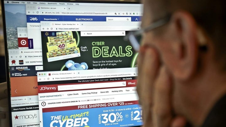 Looking at “Cyber Monday” sales on a computer screen in New York. Some states are missing the boat when it comes to online sales tax collections this holiday season. 