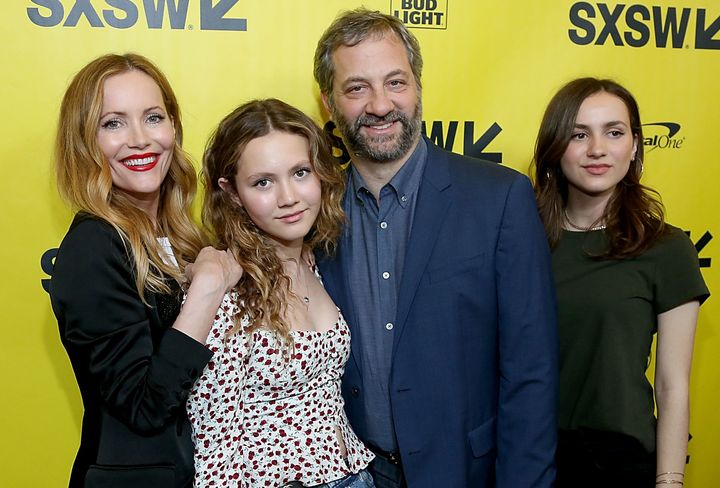 Judd Apatow and Leslie Mann have two daughters, Iris, center, and Maude.