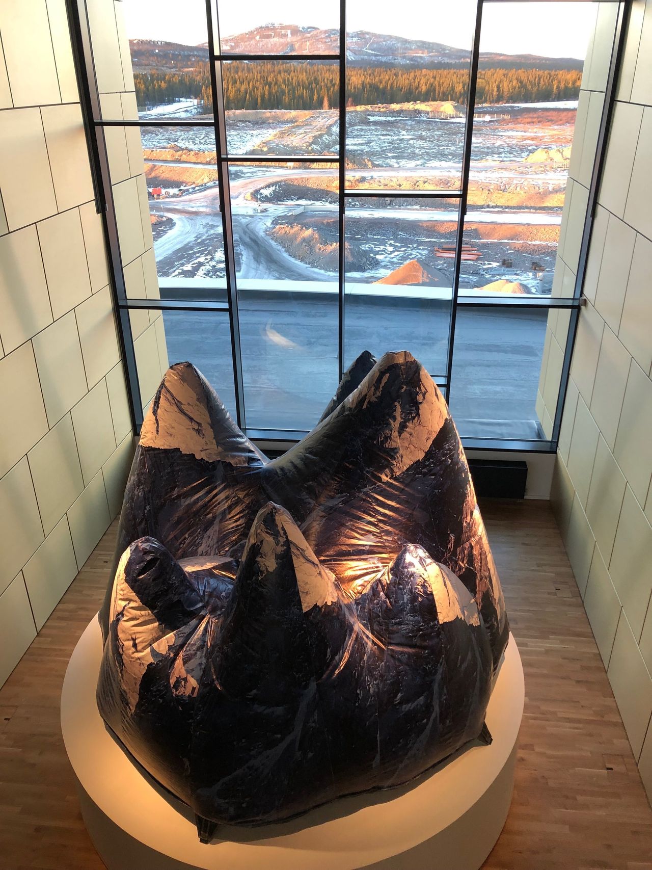 An artwork by Sami artist Carola Grahn in the new City Hall. While she admits it’s complicated, some Sami people work for the mine. She believes her people have been colonized and ignored thanks to the ore.