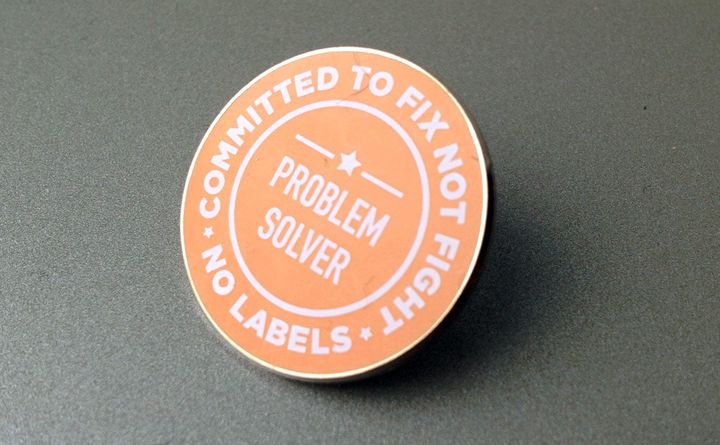The lapel pins we were asked to wear signifying our membership in the Problem Solvers Caucus.