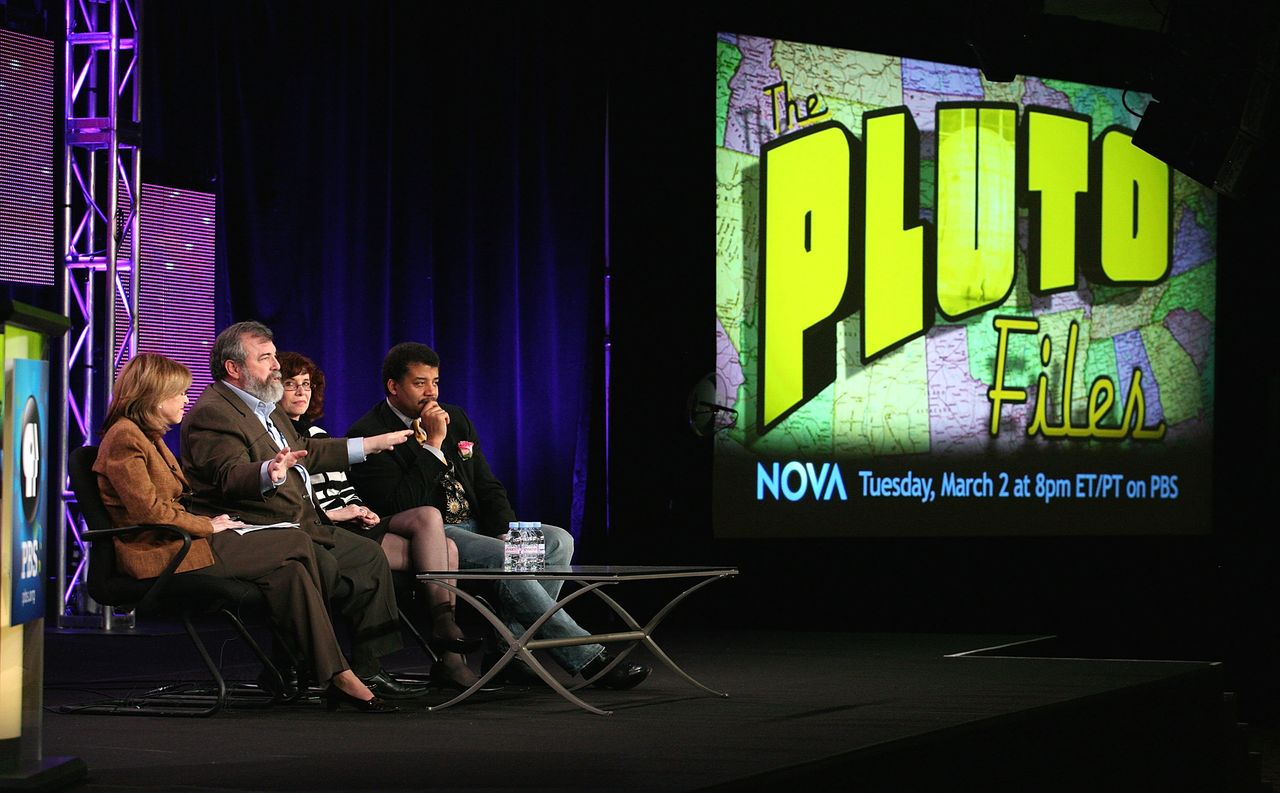 Though not from the event in San Francisco, this shows Neil deGrasse Tyson, right, speaking about "The Pluto Files" during the PBS portion of the Television Critics Association Press Tour in 2010.
