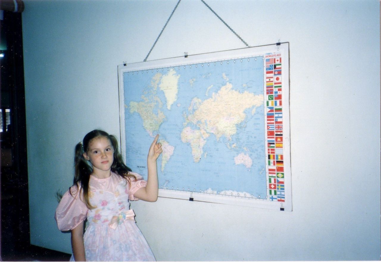 Edwards in Phuket, Thailand, taking a photo to illustrate homeschooling (1989).
