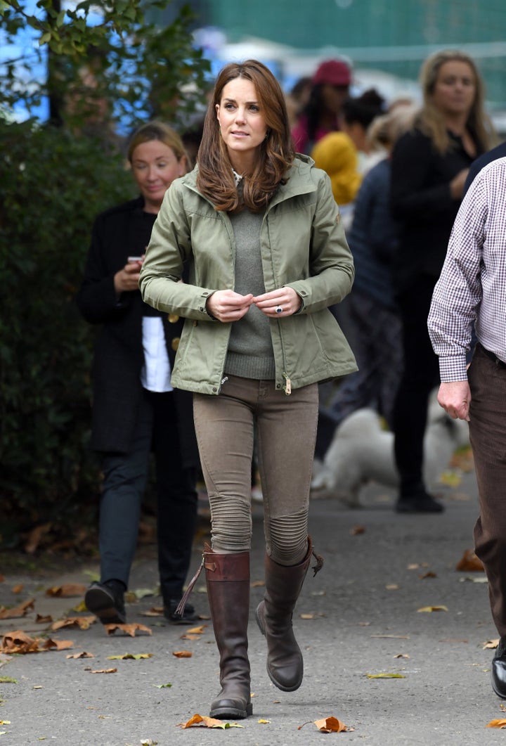 The Duchess Of Cambridge visits Sayers Croft Forest School and Wildlife Garden on Oct. 2, 2018 in London. 