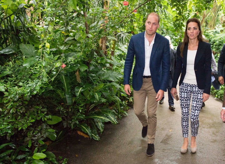 The Duke and Duchess of Cambridge explore the Rainforest Biome as they visit the Eden Project in southwest England on Sept. 2, 2016.