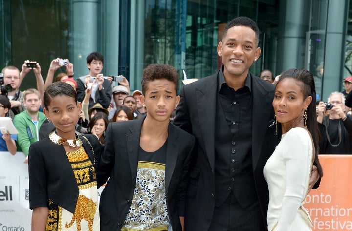 Willow Smith, Jaden Smith, producer Will Smith and actress Jada Pinkett Smith attend the "Free Angela & All Political Pri