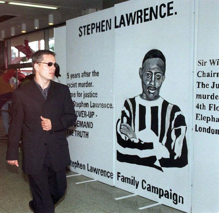 A younger Jamie Acourt arrives to give evidence in a public inquiry into the murder of Stephen Lawrence