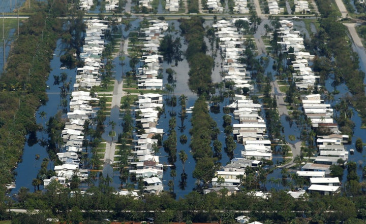 Hurricane Irma flooded this neighborhood near Fort Myers, Florida in 2017. 