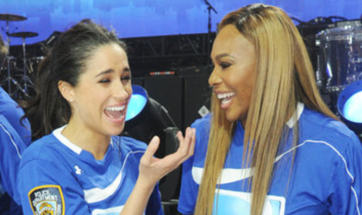 Meghan Markle and Serena Williams, pictured at a celebrity flag football event in 2014, have given each other advice for years.