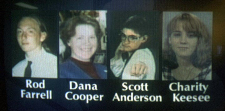 This image from a Nov. 29, 1996, broadcast on WPSD-TV in Paducah, Kentucky, shows the teens arrested in connection with the s